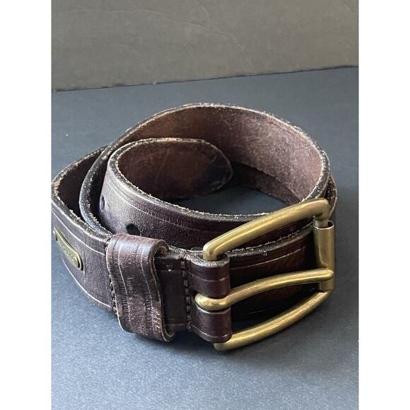 Ralph Lauren Womens Belt Size 32 Brown Genuine Italian Leather Embossed Casual - Picture 3 of 9